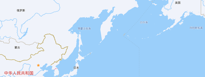 图中中间区域为堪察加半岛